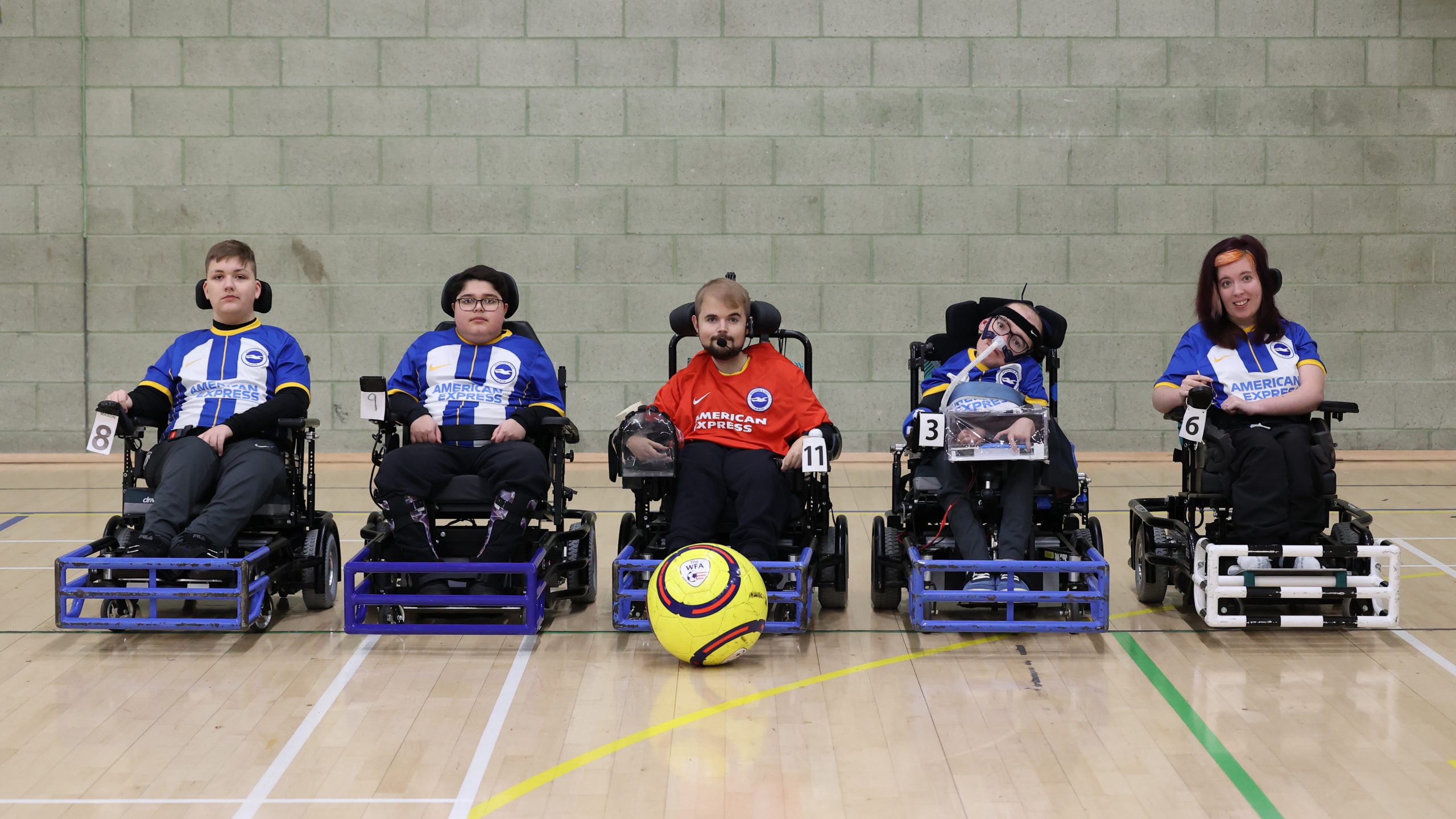 BHAFC Powerchair team lining up before a game
